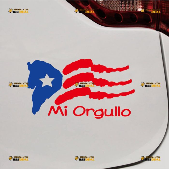 Puerto Rican Flag Mi Orgullo Sticker Decal Vinyl PR – Custom Choose Size – For Car Laptop Window Boat – Die Cut No Background