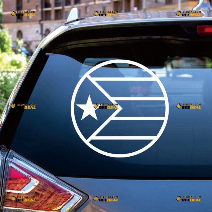 Puerto Rican Flag Sticker Decal Vinyl Round PR Flag – Custom Choose Size Color – For Car Laptop Window Boat – Die Cut No Background