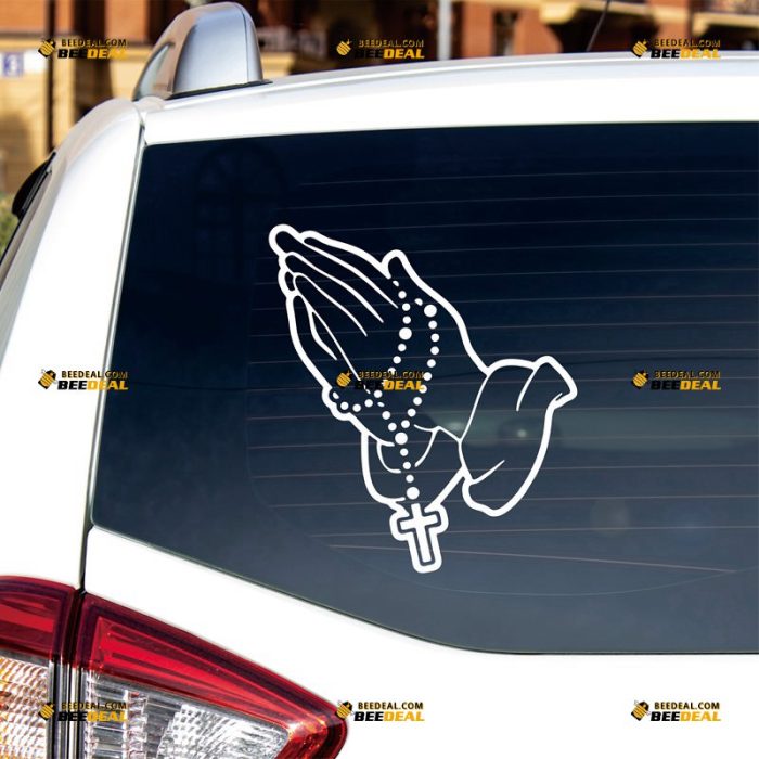 Rosary Beads Sticker Decal Vinyl Catholic Christian – Custom Choose Size Color – For Car Laptop Window Boat – Die Cut No Background