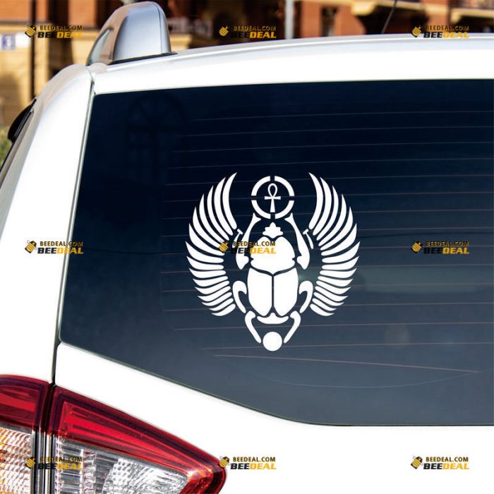 Ankh Scarab Beetle Sticker Decal Vinyl Egyp – Custom Choose Size Color – For Car Laptop Window Boat – Die Cut No Background 06143k