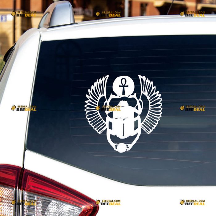 Ankh Scarab Beetle Sticker Decal Vinyl Egyp – Custom Choose Size Color – For Car Laptop Window Boat – Die Cut No Background 06143i