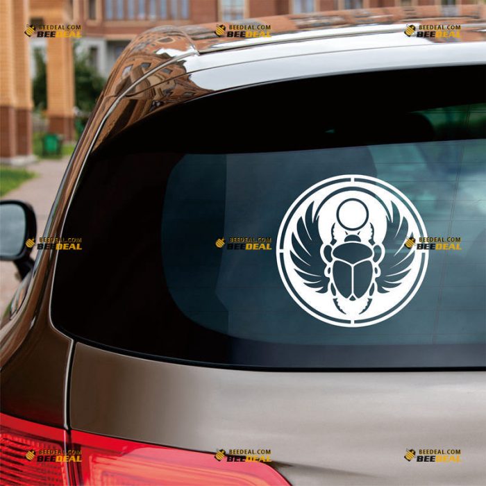 Scarab Beetle Sticker Decal Vinyl Egypt Round – Custom Choose Size Color – For Car Laptop Window Boat – Die Cut No Background 06143g