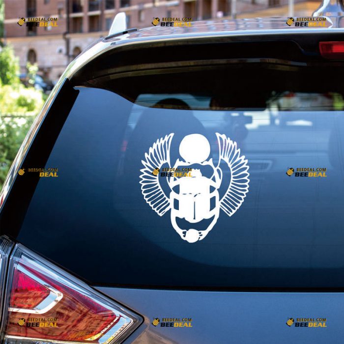 Scarab Beetle Sticker Decal Vinyl Egypt – Custom Choose Size Color – For Car Laptop Window Boat – Die Cut No Background 06143c