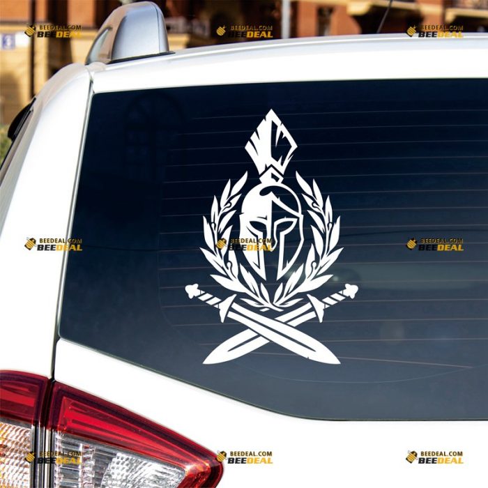 Spartan Helmet Sticker Decal Vinyl Swords Sparta Molon Labe – Custom Choose Size Color – For Car Laptop Window Boat – Die Cut No Background