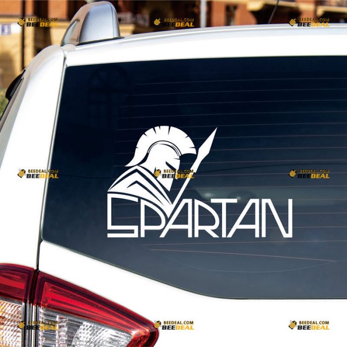 Spartan Warrior Sticker Decal Vinyl, Molon Label, Sparta Helmet, Side View with Lettering – Custom Choose Size Color – For Car Laptop Window Boat – Die Cut No Background