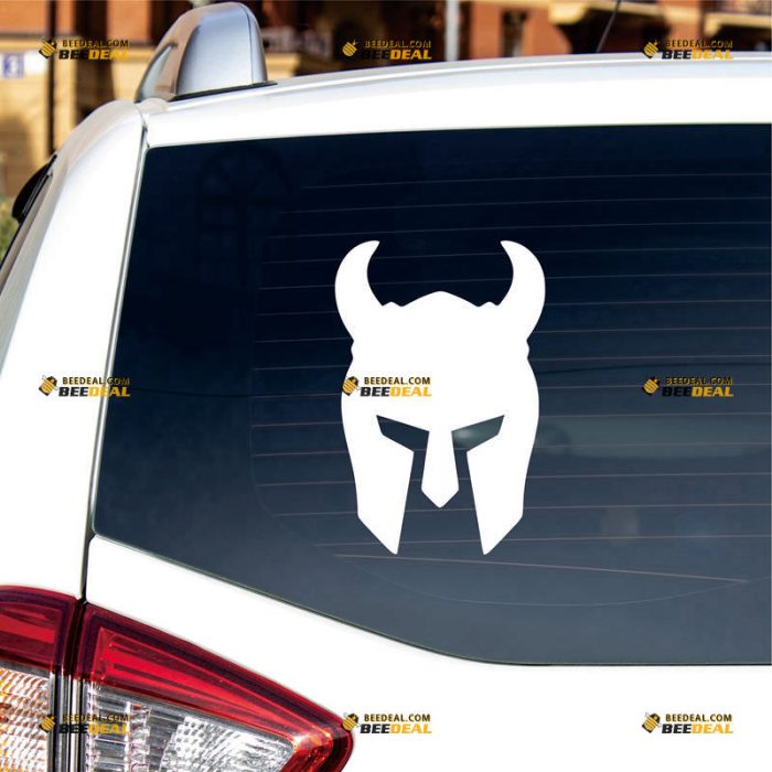 Viking Warrior Sticker Decal Vinyl, Spartan Helmet – Custom Choose Size Color – For Car Laptop Window Boat – Die Cut No Background