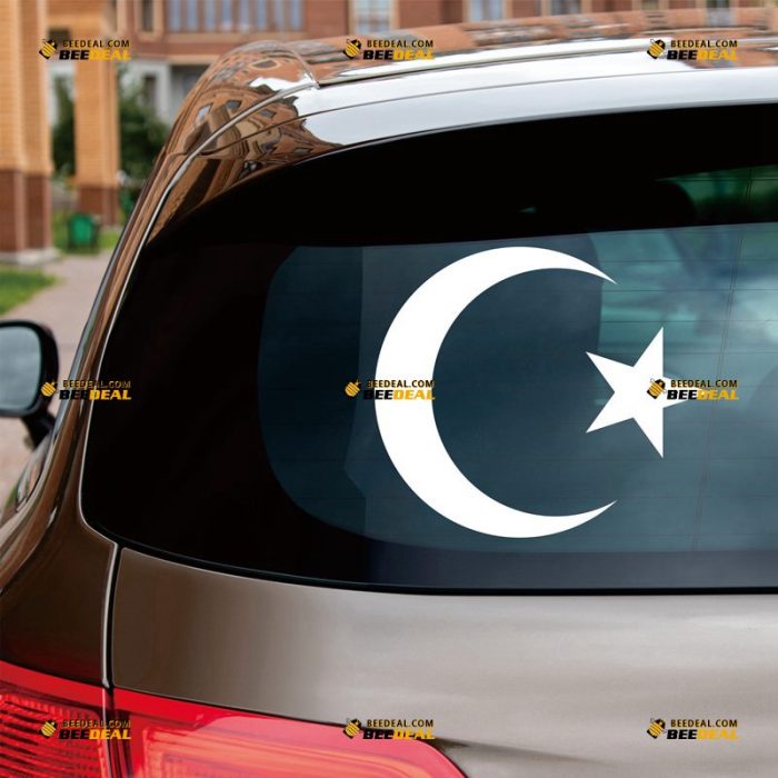 Islamic Star And Crescent Sticker Decal Vinyl Islam Muslim Islamism – Custom Choose Size Color – For Car Laptop Window Boat – Die Cut No Background