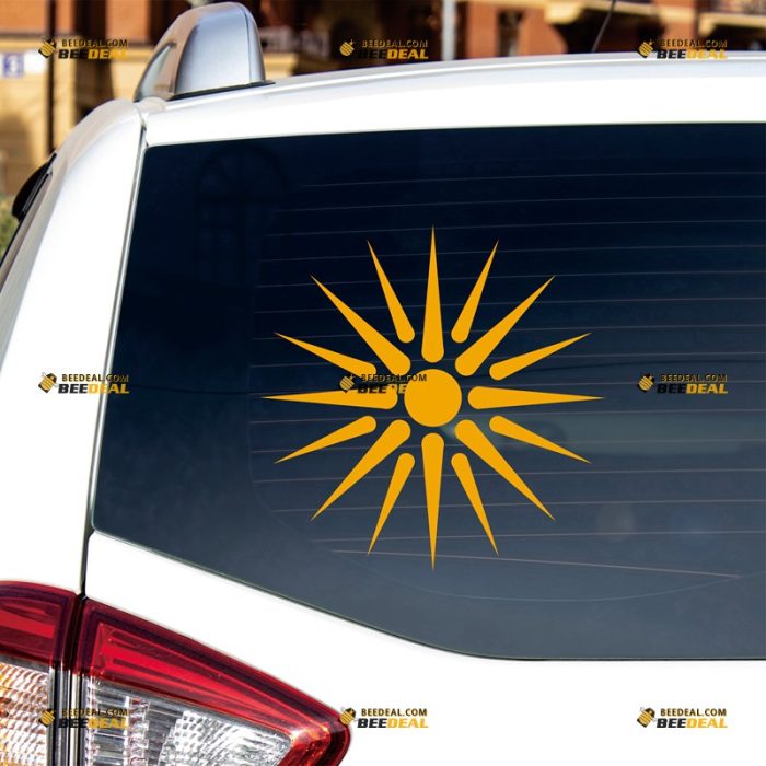 Macedonian Vergina Sun Sticker Decal Vinyl Macedonia Flag – Custom Choose Size Color – For Car Laptop Window Boat – Die Cut No Background