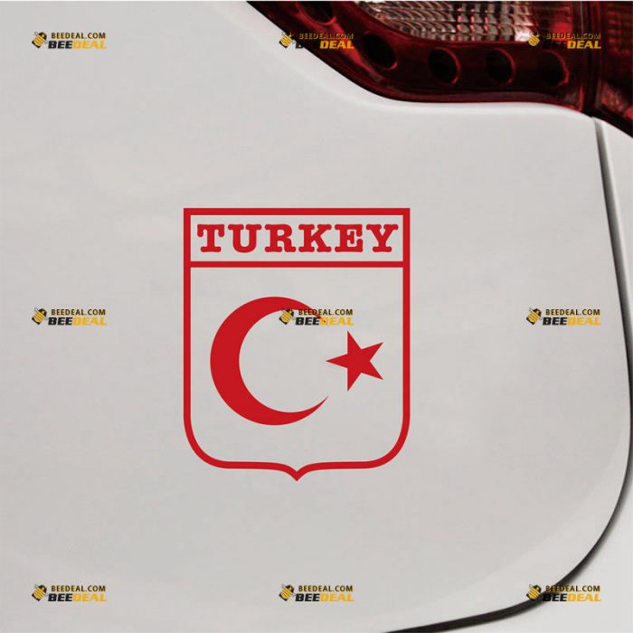 Turkish Flag Sticker Decal Vinyl Turkey Crescent Shield – Custom Choose Size Color – For Car Laptop Window Boat – Die Cut No Background