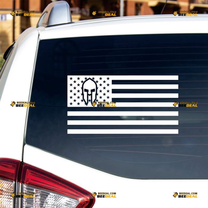 Sparta American Flag Sticker Decal Vinyl Molon Labe Spartan – Custom Choose Size Color – For Car Laptop Window Boat – Die Cut No Background