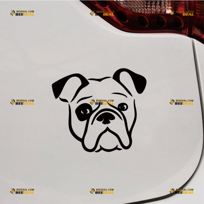 British Bulldog Sticker Decal Vinyl Dog Head English – Custom Choose Size Color – For Car Laptop Window Boat – Die Cut No Background 211291