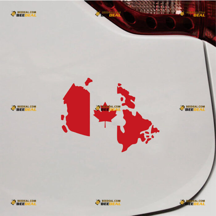 Canadian Flag Map Sticker Decal Vinyl Outline Canada – Custom Choose Size Color – For Car Laptop Window Boat – Die Cut No Background