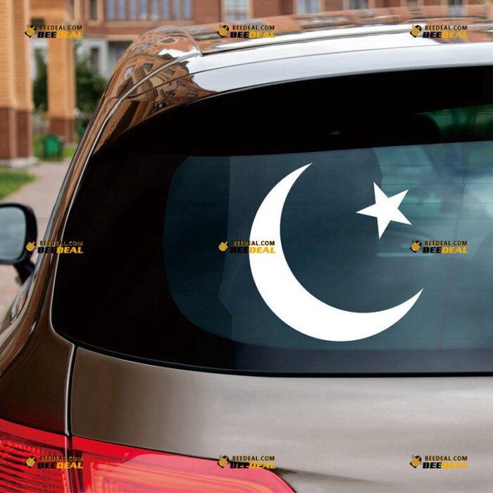 Crescent Moon Islam Sticker Decal Vinyl Pakistan Flag, Custom Choose Size Color, For Car Laptop Window Boat, Die Cut No Background