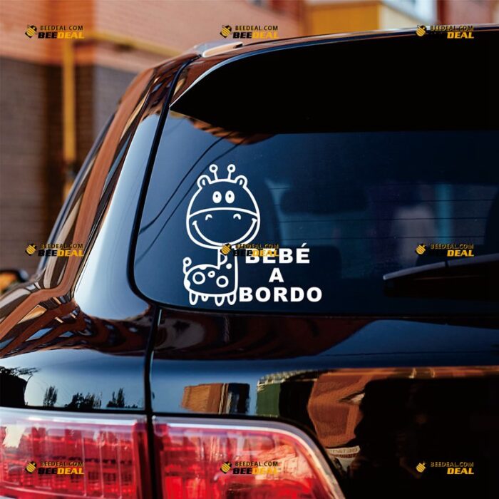 BEBé A BORDO Sticker Decal Vinyl Cute Deer Deerlet Spanish Spain Baby on Board, Custom Choose Size Color, For Car Laptop Window Boat, Die Cut No Background