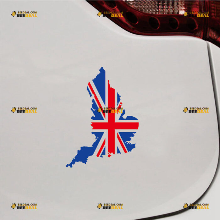 Union Jack Flag Map Sticker Decal Vinyl UK England British - Custom Choose Size - For Car Laptop Window Boat - Die Cut No Background