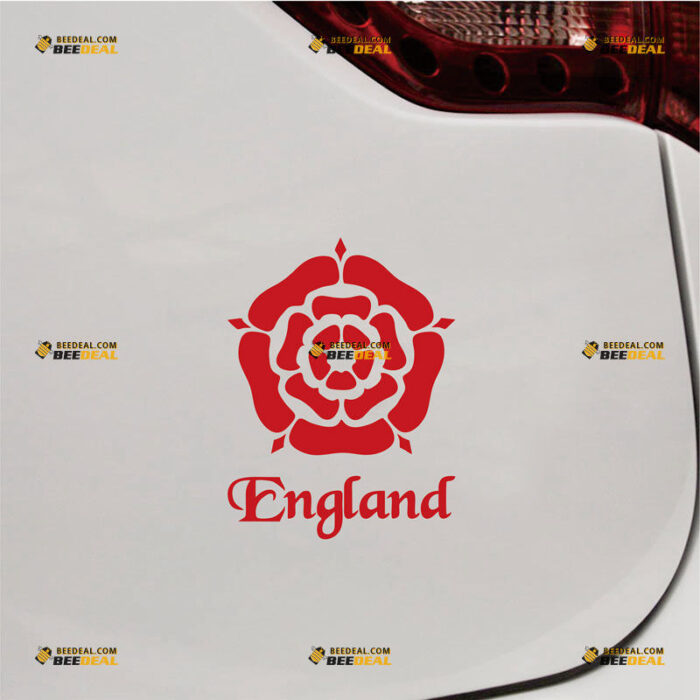 England Rose Flower Sticker Decal Vinyl UK British, Custom Choose Size Color, For Car Laptop Window Boat, Die Cut No Background