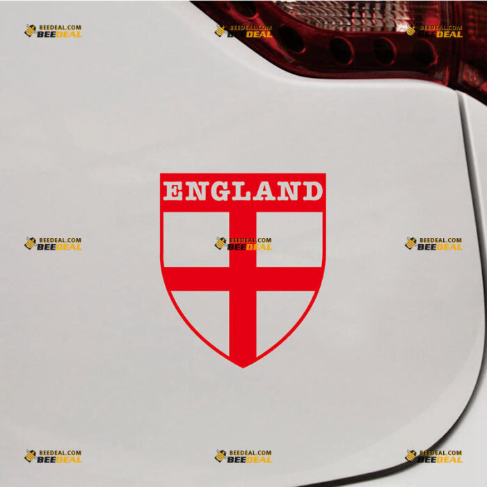 England Saint George's Cross Flag Sticker Decal Vinyl Shield, Custom Choose Size Color, For Car Laptop Window Boat, Die Cut No Background