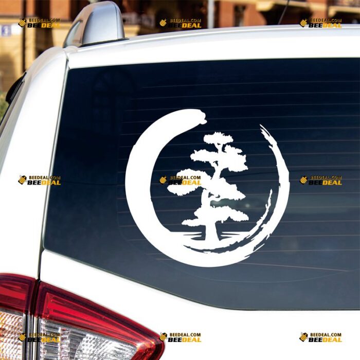 Enso Circle Tree Sticker Decal Vinyl Zen Buddhism Yoga, Custom Choose Size Color, For Car Laptop Window Boat, Die Cut No Background 080501