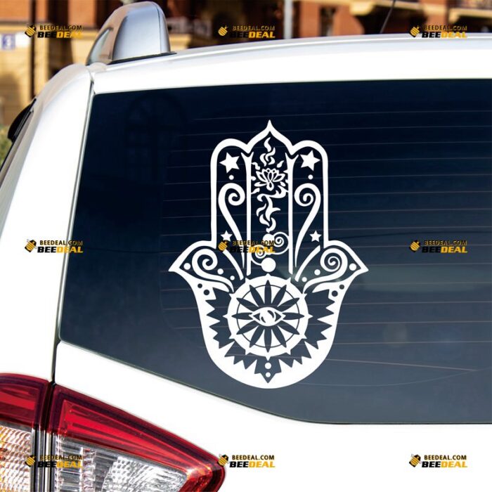 Hamsa Hand Sticker Decal Vinyl Khamsa Fatima Arab, Custom Choose Size Color, For Car Laptop Window Boat, Die Cut No Background