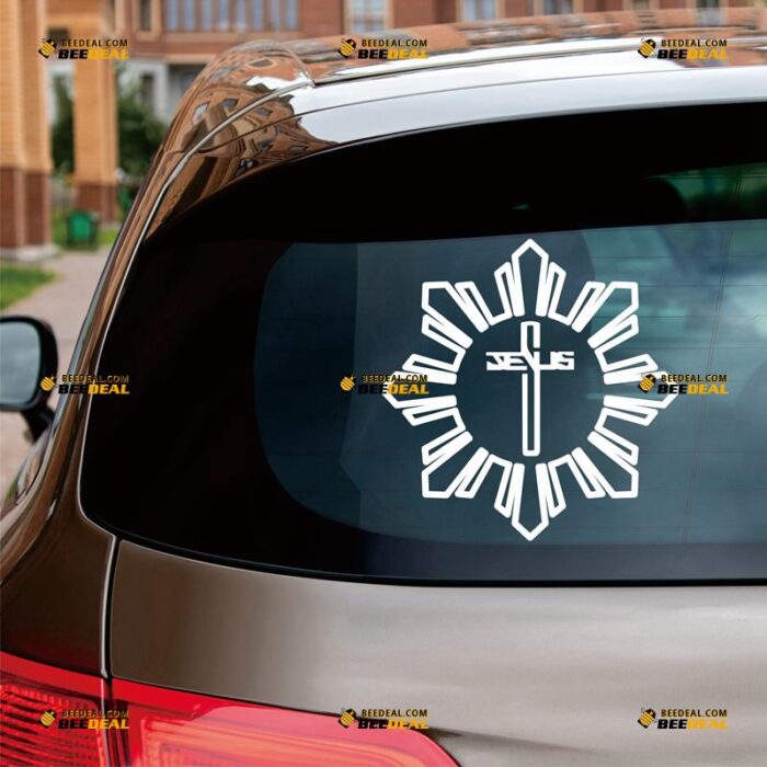 Philippines Flag Jesus Cross Sticker Decal Vinyl Sun Star Filipino Christ, Custom Choose Size Color, For Car Laptop Window Boat, Die Cut No Background