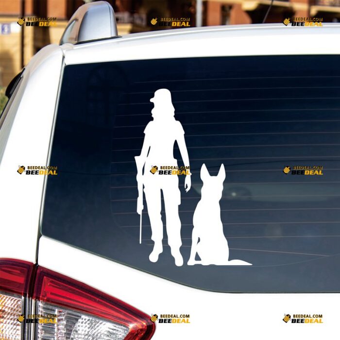 K9 Dog Sticker Decal Vinyl Police German Shepherd Girl Lady, Custom Choose Size Color, For Car Laptop Window Boat, Die Cut No Background