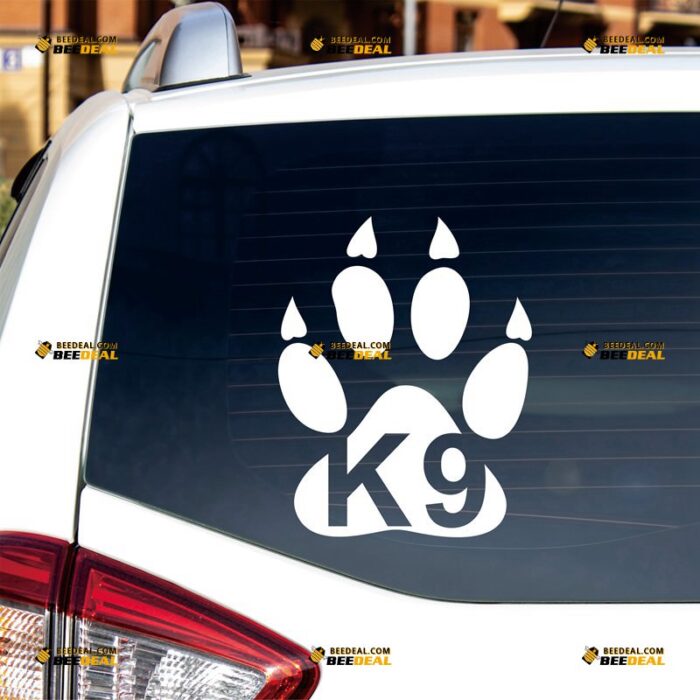 K9 Paw Print Sticker Decal Vinyl Police Dog German Shepherd, Custom Choose Size Color, For Car Laptop Window Boat, Die Cut No Background