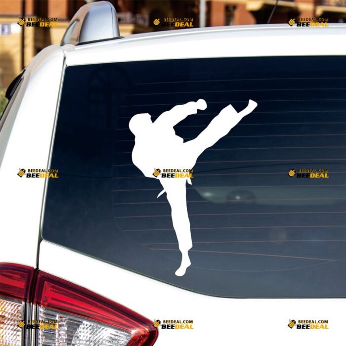 Karate Kicking Sticker Decal Vinyl Chinese Japanese Kanji Fighting Martial, Custom Choose Size Color, For Car Laptop Window Boat, Die Cut No Background 082901