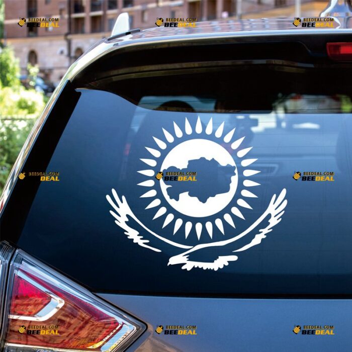 Kazakhstan Flag Map Sticker Decal Vinyl Eagle Silhouette Outline, Custom Choose Size Color, For Car Laptop Window Boat, Die Cut No Background