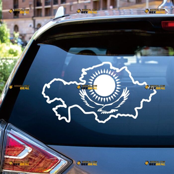 Kazakhstan Flag Map Sticker Decal Vinyl Eagle Silhouette Outline, Custom Choose Size Color, For Car Laptop Window Boat, Die Cut No Background 306071