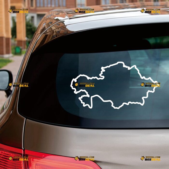 Kazakhstan Flag Map Sticker Decal Vinyl Outline Silhouette, Custom Choose Size Color, For Car Laptop Window Boat, Die Cut No Background