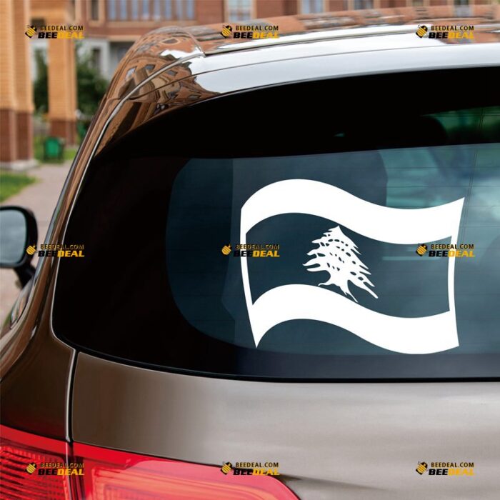 Lebanon Flag Sticker Decal Vinyl Waving Cedar, Custom Choose Size Color, For Car Laptop Window Boat, Die Cut No Background