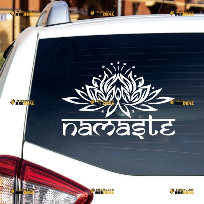 Namaste Sticker Decal Vinyl Yoga Lotus Indian Buddha, Custom Choose Size Color, For Car Laptop Window Boat, Die Cut No Background