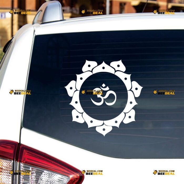 Om Lotus Sticker Decal Vinyl Yoga Symbol Buddhism Buddha, Custom Choose Size Color, For Car Laptop Window Boat, Die Cut No Background