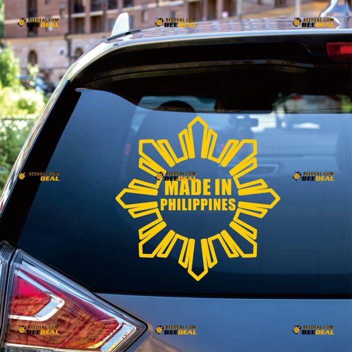 Made In Philippines Sticker Decal Vinyl Flag Sun Star Filipino, Custom Choose Size Color, For Car Laptop Window Boat, Die Cut No Background