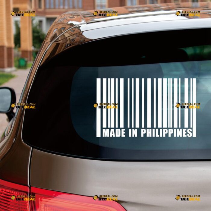 Made In Philippines Sticker Decal Vinyl UPC Barcode Funny, Custom Choose Size Color, For Car Laptop Window Boat, Die Cut No Background