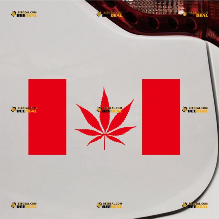 Marijuana Canada Flag Sticker Decal Vinyl Maple Leaf Cannabis Drug, Custom Choose Size Color, For Car Laptop Window Boat, Die Cut No Background