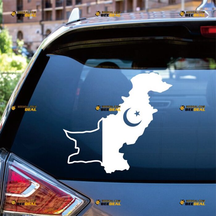 Pakistan Flag Map Sticker Decal Vinyl Outline, Custom Choose Size Color, For Car Laptop Window Boat, Die Cut No Background