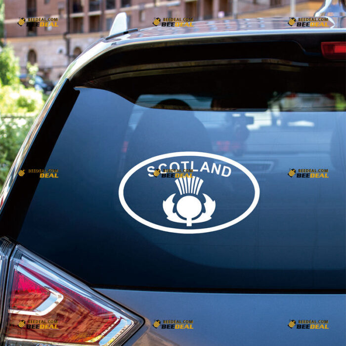 Scotland Thistle Oval Sticker Decal Vinyl SCO Scottish, Custom Choose Size Color, For Car Laptop Window Boat, Die Cut No Background