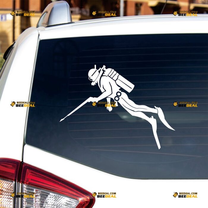 Scuba Diver Sticker Decal Vinyl Diving Shooting, Custom Choose Size Color, For Car Laptop Window Boat, Die Cut No Background