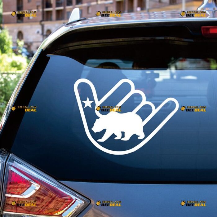 Shaka Sign Sticker Decal Vinyl Hang Loose California Bear Star Cali, Custom Choose Size Color, For Car Laptop Window Boat, Die Cut No Background