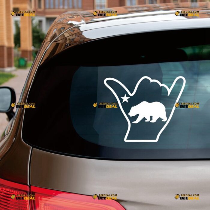 Shaka Sign Sticker Decal Vinyl Hang Loose California Bear Star Cali, Custom Choose Size Color, For Car Laptop Window Boat, Die Cut No Background 080502