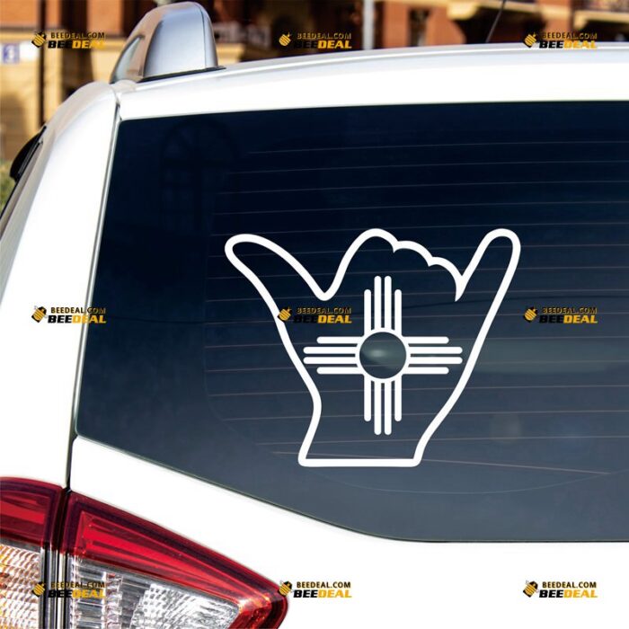 Shaka Sign Sticker Decal Vinyl Hang Loose Flag Of New Mexico State US, Custom Choose Size Color, For Car Laptop Window Boat, Die Cut No Background