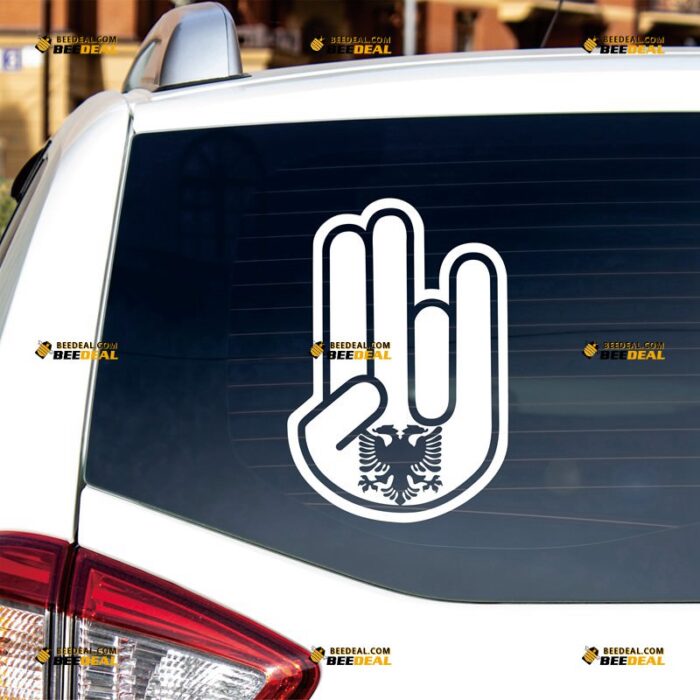 Shocker Hand Sticker Decal Vinyl Albania Double-Headed Eagle, Custom Choose Size Color, For Car Laptop Window Boat, Die Cut No Background