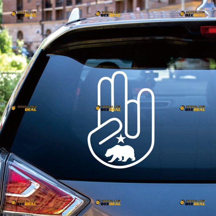 Shocker Hand Sticker Decal Vinyl California Bear Star, Custom Choose Size Color, For Car Laptop Window Boat, Die Cut No Background