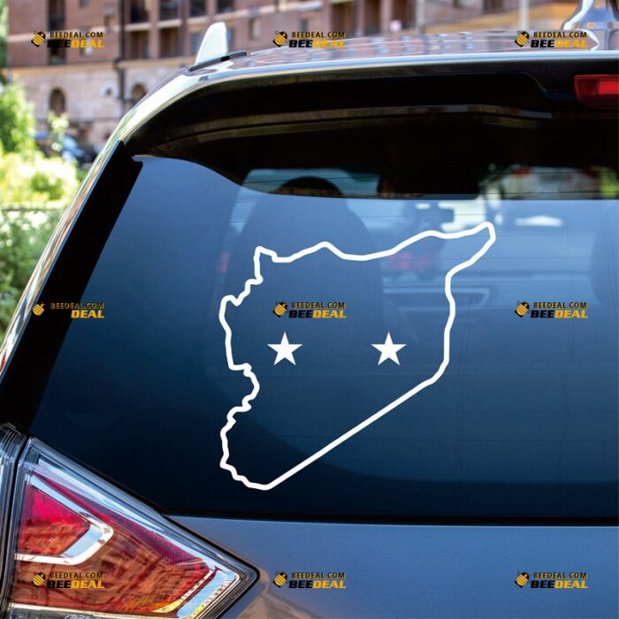 Syrian Flag Map Sticker Decal Vinyl Syria Arab Republic, Custom Choose Size Color, For Car Laptop Window Boat, Die Cut No Background