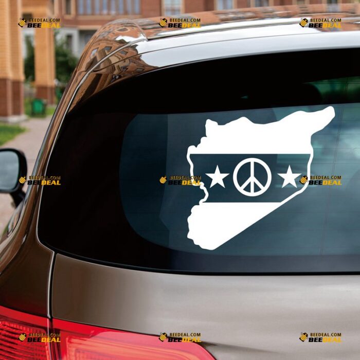 Syrian Flag Map Sticker Decal Vinyl Peace Sign Syria Arab Republic, Custom Choose Size Color, For Car Laptop Window Boat, Die Cut No Background