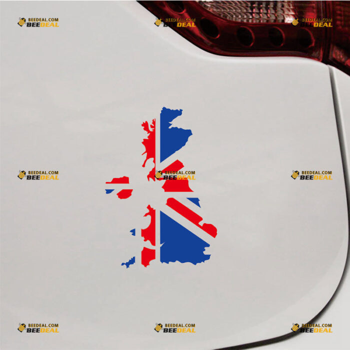 Union Jack Flag Map Sticker Decal Vinyl UK British, Custom Choose Size, For Car Laptop Window Boat, Die Cut No Background