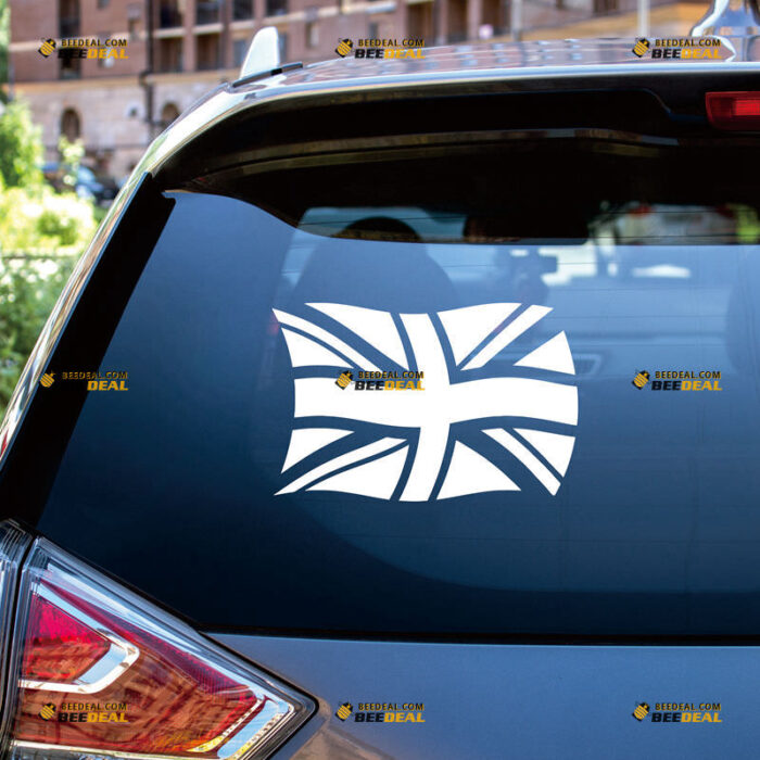 Union Jack Waving Flag Sticker Decal Vinyl UK British, Custom Choose Size Color, For Car Laptop Window Boat, Die Cut No Background 211296