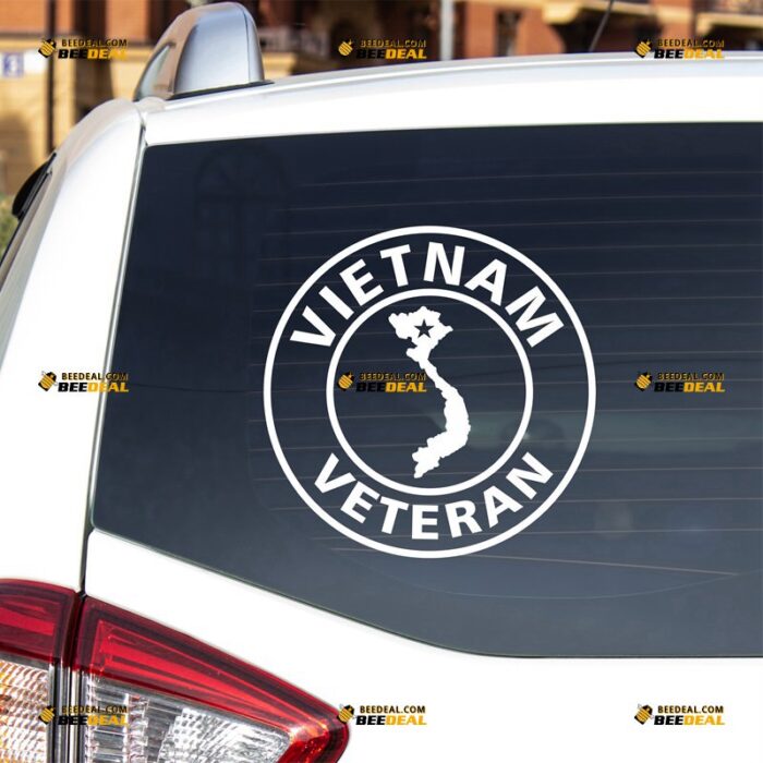 Vietnam Veteran Sticker Decal Vinyl Vet Map Outline Star Vietnamese, Custom Choose Size Color, For Car Laptop Window Boat, Die Cut No Background