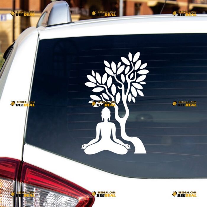 Buddha Zen Tree Sticker Decal Vinyl Yoga Meditation Lotus India, Custom Choose Size Color, For Car Laptop Window Boat, Die Cut No Background